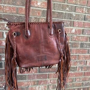 American Darling Brown Leather Western Shoulder Bag Fringe